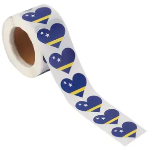 Curaçao Heart Stickers * 500 Per Roll (1" x 1") 25mm x 25mm