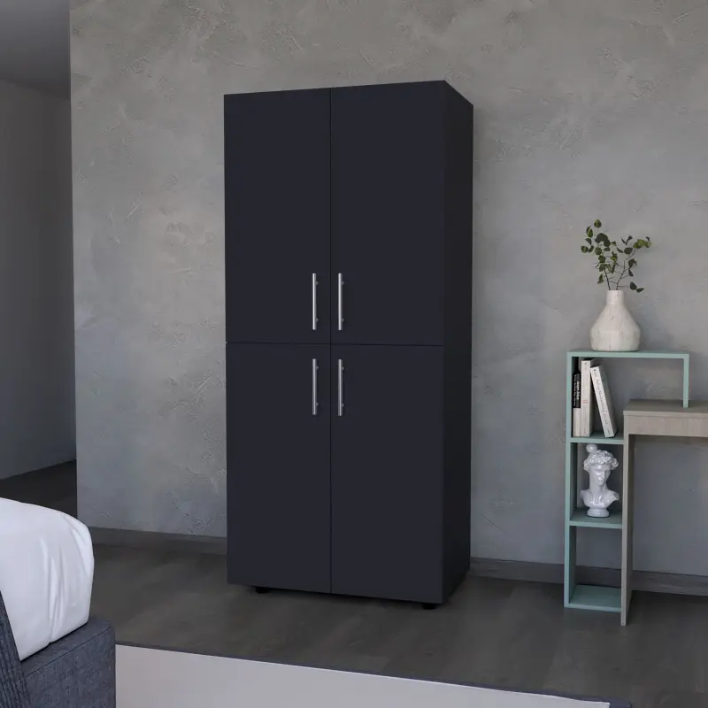 Hazel Armoire in melamine with 2 doors 4 shelves and 2 clothes hanging bar