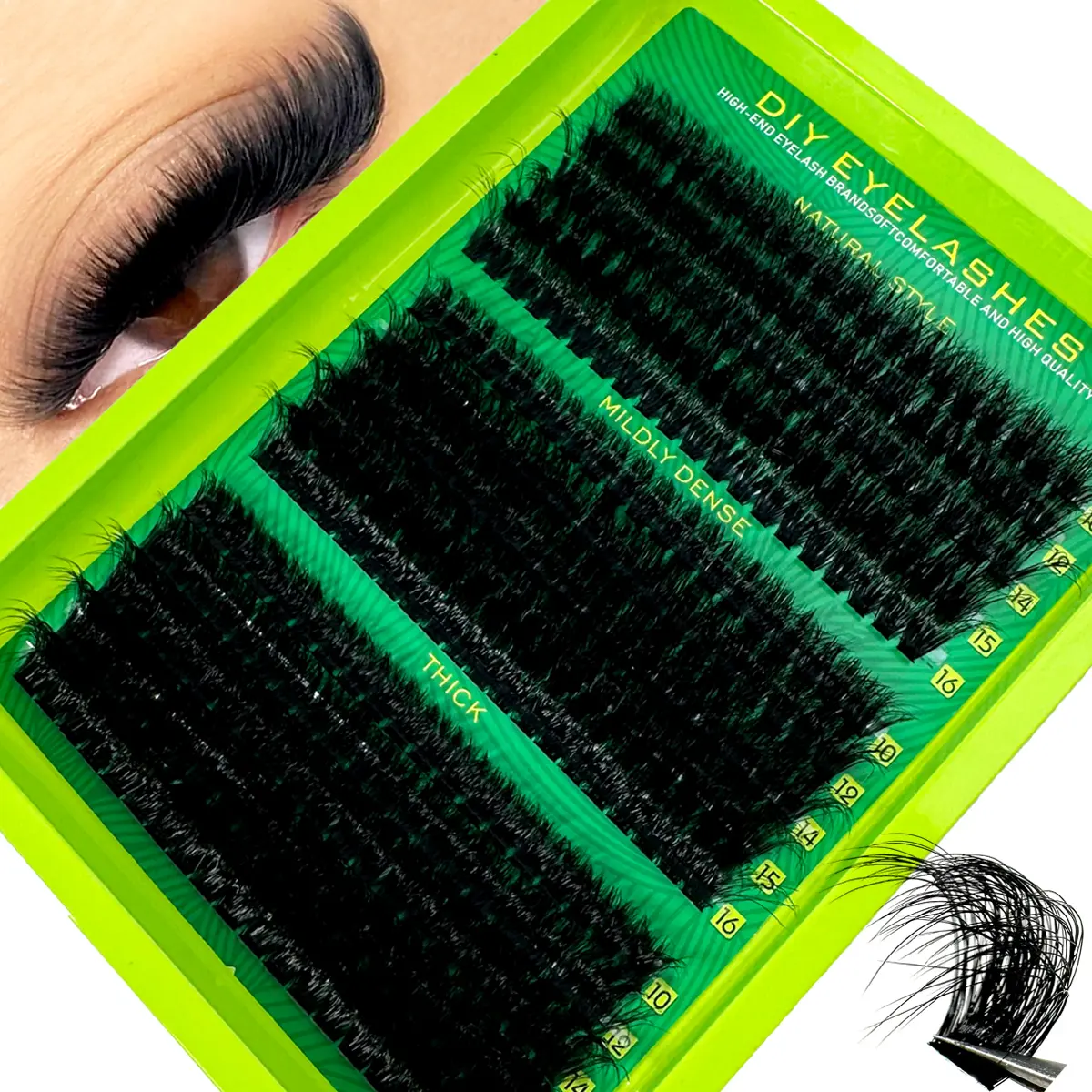 240 Fans 3D Mink False Eyelashes D Curly Large Capacity False Eyelashes Divided 8-20mm Height, Natural Segmentation. Clustered Eyelashes. 3D Fluffy. Thick. Soft. Lightweight False Eyelash Set, Comfortable To Wear. Enlarging Eyes, Lifting Eye Tails, DIY Ey