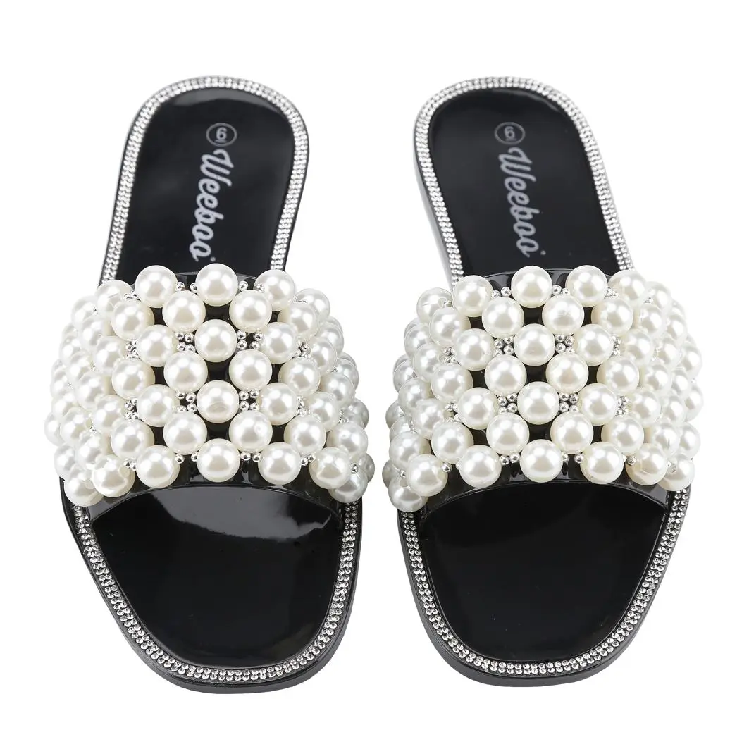 Belovely Women's Pearl Sandals - Flat Shoe Footwear Girl Walking Shoes Summer Elegant Comfort Fashion Slipper Nail woman sandals Tsinelas