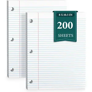 Loose Leaf Paper, 200 Sheets Notebook Paper, 8 x 10.5 College Ruled Paper, 3 Hole Punch Binder Paper, Lined Paper for 3 Ring Binders, College Ruled Paper, 8" x 10.5" Filler Paper