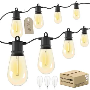 LICOOPR S14 string lights, garden string lights, outdoor string lights, LED S14 retro shatterproof Edison bulbs - Christmas and Halloween decorations, waterproof and shatterproof garden lights, suitable for weddings, courtyards, balconies (connectable)