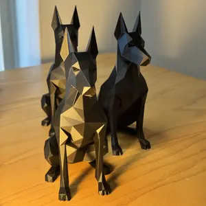 Low-Poly Doberman (Sitting) – 3D Printed Modern Dog Statue