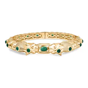 Green Onyx 5.60 ctw Bangle Bracelet in 18K Yellow Gold Plated 7.50 In