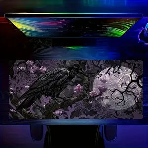 Gothic Raven Cherry Blossom Extended Mouse Pad | Dark Purple Floral Crow Desk Mat, Non-Slip Large Gaming Pad for Gothic & Nature Lover Home Office Decor #GothicRavenDeskPad #CherryBlossomCrowMat #GothicHomeDecor #GamingMousePad #DarkFloralAesthetic