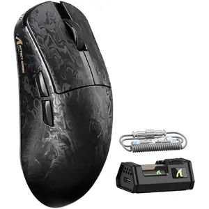 ATTACK SHARK R11 Ultra 8K Carbon Fiber Wireless Gaming Mouse with 42000 DPI-PAW3950 MAX Sensor-49g Lightweight,Nordic 52840 MCU Chip,Wired/Wireless/2.4Ghz Programmable,RGB Coiled Cable for PC Mac