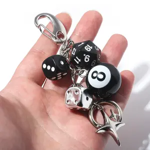Classical Asymmetrical Dice Keychain, Bag Charm, Unique Design Phone Accessory, Purse Hanging Chain, Fashionable Pendant, Keychain for Bags