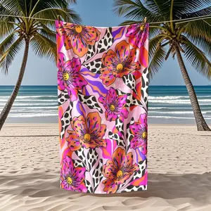Boho Style Floral Pattern Beach Towel, Soft Absorbent Towel for Beach Vacation, Summer Beach Towel, Household Bath Towel for Home Bathroom, Flower