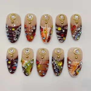 Freestyle Press On Nails Zebra Pattern Elegant Fake Nails Chrome Nails Art