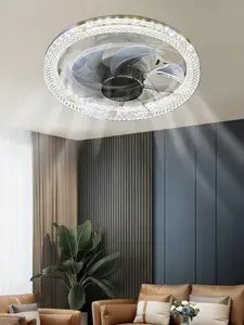 LED Ceiling Fan with Light, 360° Rotatable Fan Light, 3 Wind Speeds, Dimmable LED, Remote Control, Quiet Motor, E27 Easy Install, Timing Function, Eye-Caring Lamp for Bedroom Living Room Kitchen Home Office Modern Decor