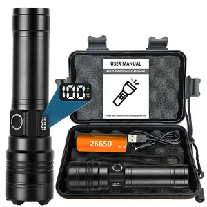 High Brightness LED Flashlight, Super Bright Multi-Functional Torch with USB, Outdoor Camping Fishing, 3000mah Rechargeable Battery