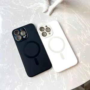 Strong Magnetic Liquid Silicone Glass Camera Protector Cover for iPhone 17, 16, 15, 14, 13, 12, 11 Pro Max Plus, iPhone 11, Protective Casing, Shockproof Protection Smartphone Turquoise Cellphone Acrylic