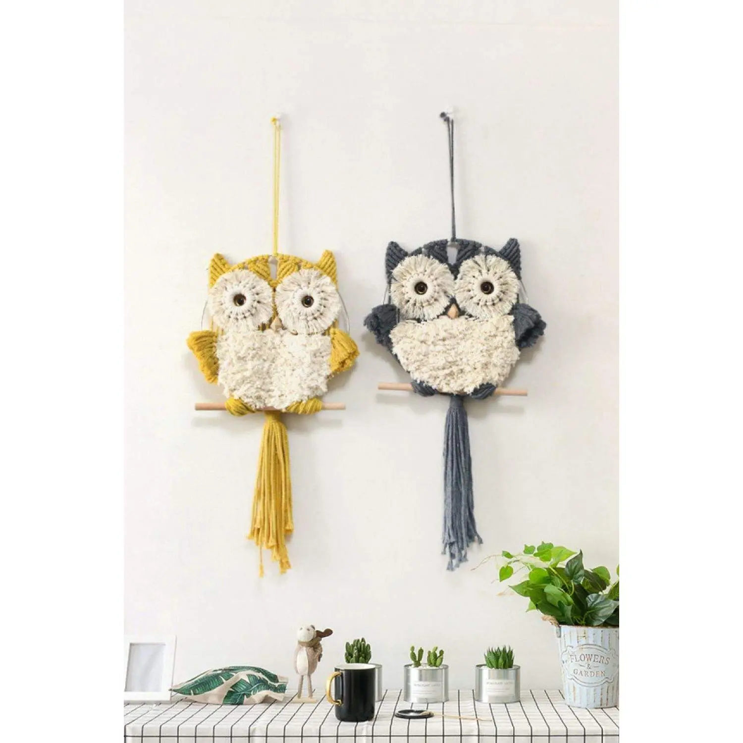 Hand-Woven Tassel Owl Macrame Wall Hanging