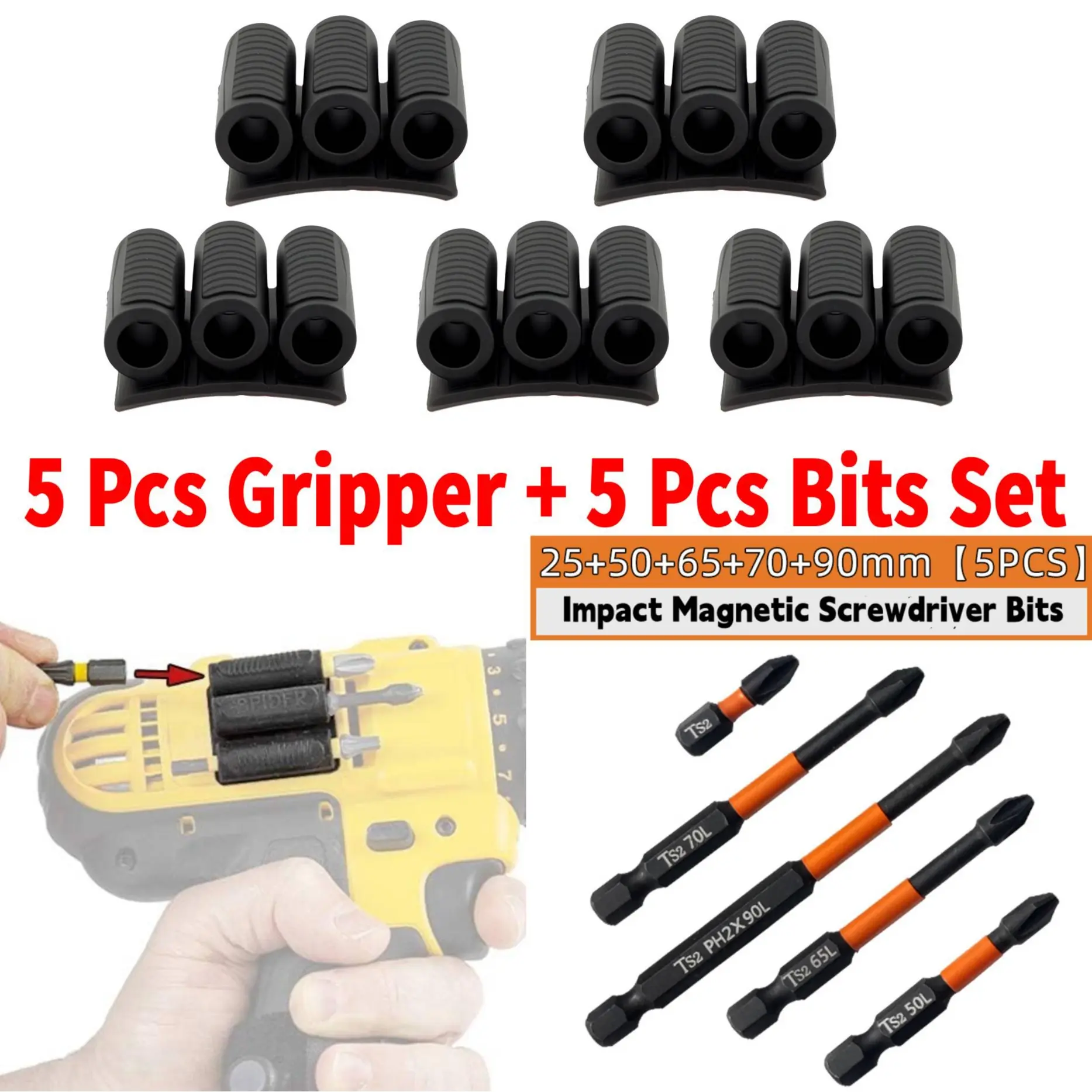 5 Pcs Gripper + Bits Set