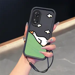 Grassland Cartoon Goose suit lanyard phone Suitable For OPPO A58 4G Case is suitable For A58 4G with TPU Shock proof design perfect for popular
