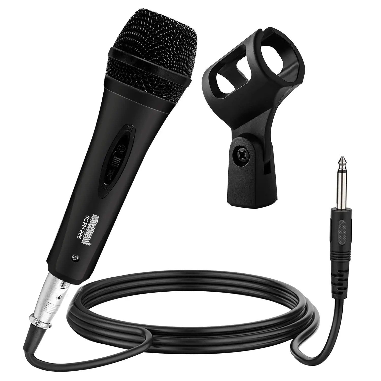 5 CORE PM-286 Dynamic Vocal Handheld Microphone - Cardioid Unidirectional, On-Off Switch, 2 XLR Cords (3m), 1/4 Inch Compatible, Tough ABS and Metal, Live Vocal, DJ Use, No Latency & Interference, Accurate Sound for Singing, Public Speaking