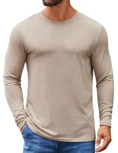 COOFANDY Men's Crew Neck T-Shirt Long Sleeve Casual Pullover Tees Soft Stretch Basic Tee Shirts