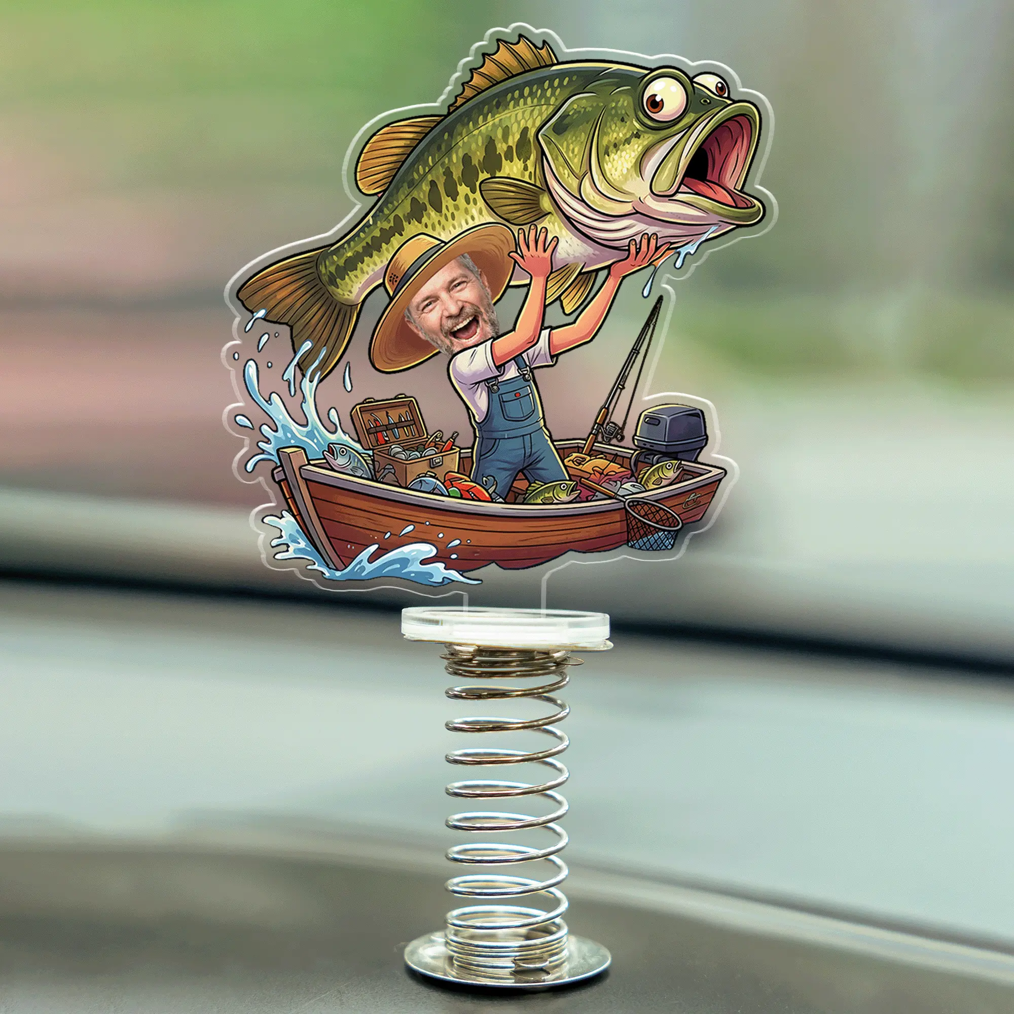 Personalized Fishing Dad Drive Safe Car Standee – Custom Photo Gift for Dad