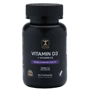Klever Lifestyle Vitamin D3 & K2 - Supplement for Bone, Joint & Immune Health, Mood Support, Antioxidant, Strong Bones - 60 capsules - 5000 UI per serving Healthcare Dietary Fitness Edible