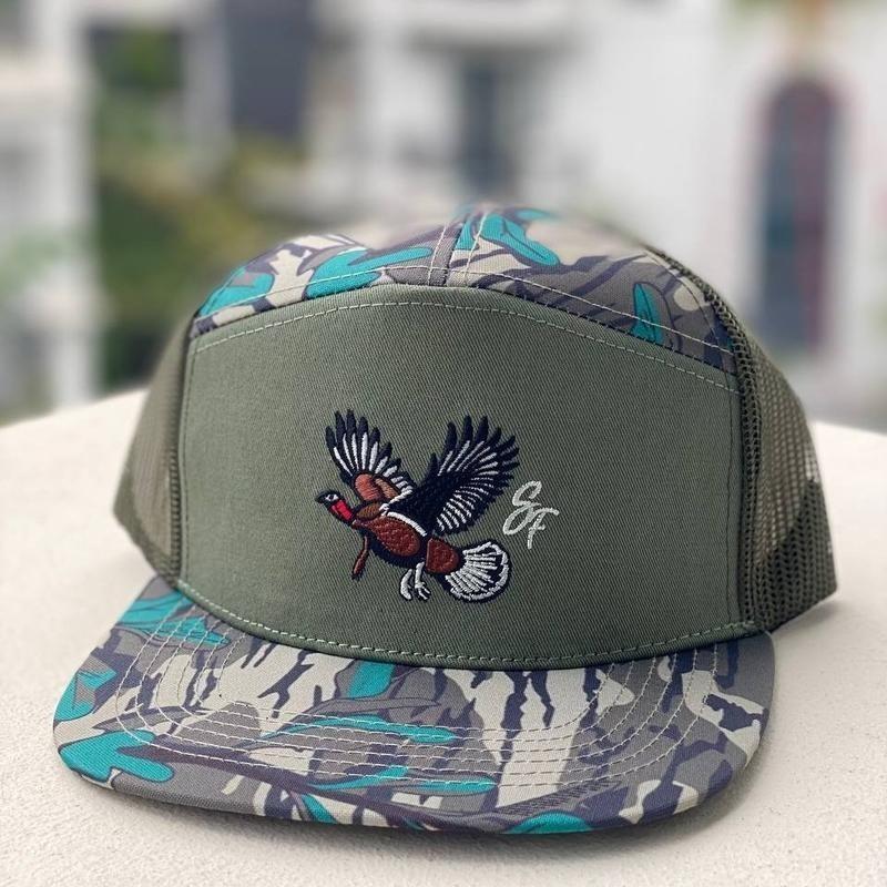 Turkey Duck Deer Hunting Camo Trucker Hat - Gift for Men Dad Hunter - 7-Panel Snapback Cap for Valentines Day Birthday Anniversary