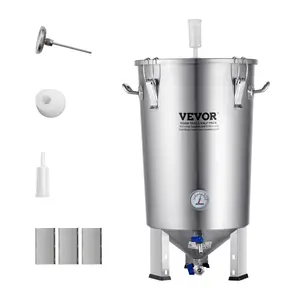 VEVOR 304 Stainless Steel Kettle,  , 8 GALLON Beer Brew Fermentor, Brew Bucket Fermentor for Brewing, Home Brewing Supplies with Base, Kettle Stock Pot Includes Lid, Handle, Valve, Spigot, Thermometer