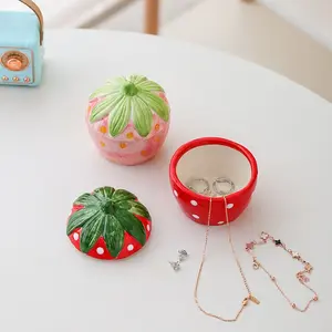 Fruit Shaped Ceramic Jewelry Box, Elegant Storage Solution for Rings & Earrings, Perfect Gift Idea for Her, Durable Design