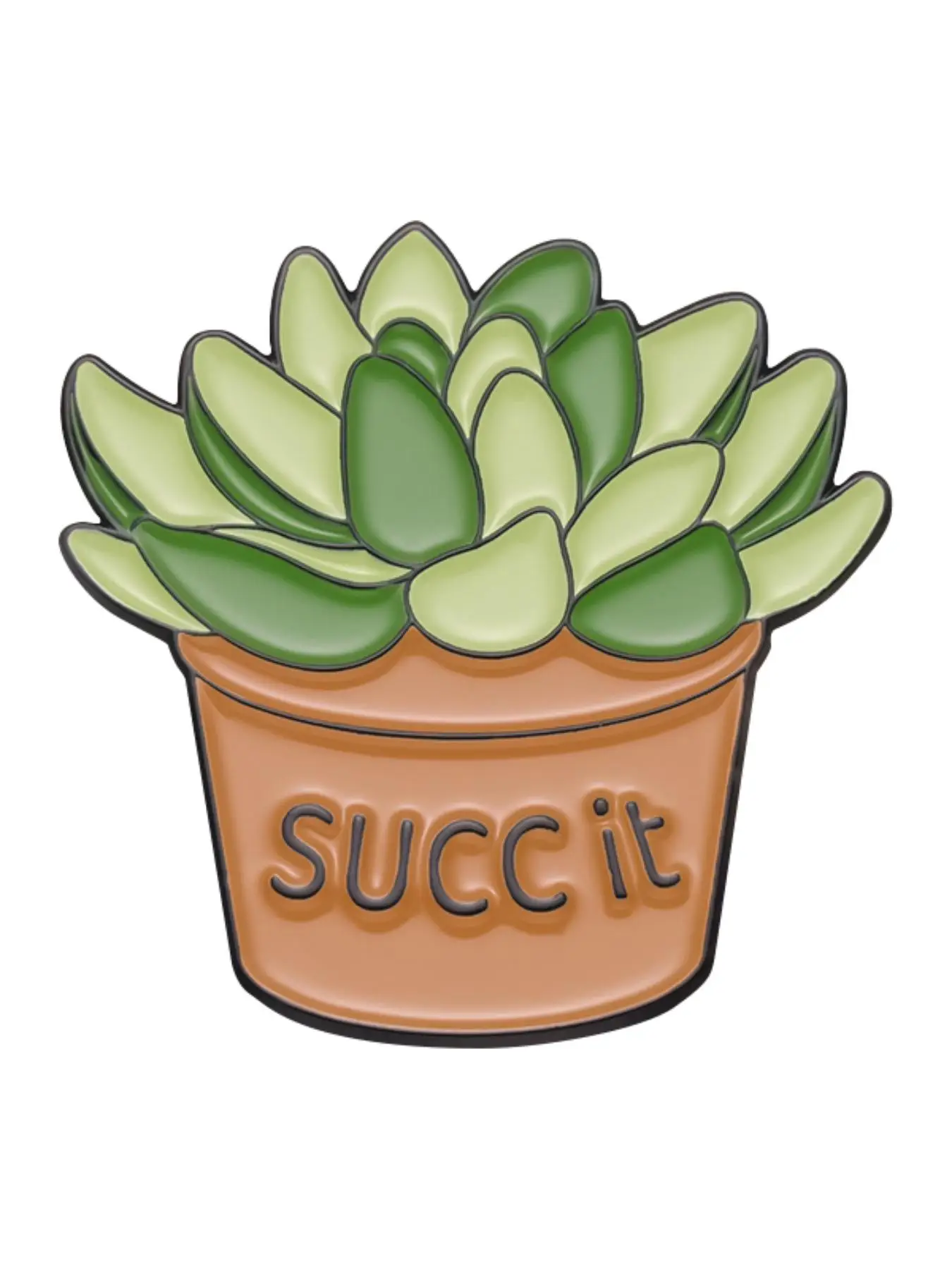 Cute Succulent Potted Brooch, Letter Pattern Enamel Pin Suitable for Backpacks, Jeans, Scarves, Hats Decoration Fixed Buckle, Casual Alloy Jewelry for
