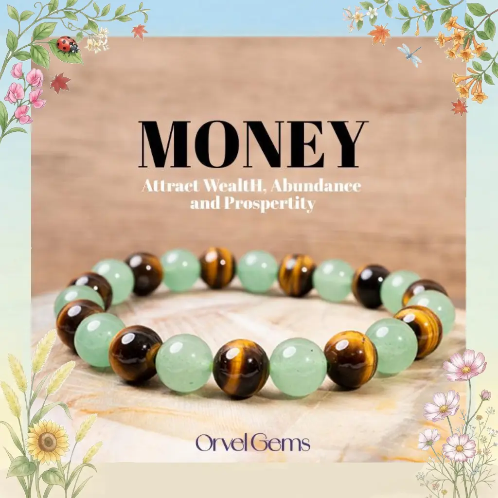 Money Manifestation & Attraction Bracelet – Wealth, Luck, Party Style, Anxiety Soothing | Tiger’s Eye Aventurine Green Agate Citrine Hematite Malachite Rutilated Quartz Apatite Amethyst Moonstone Gemstone Jewelry Gift for Unisex Turquoise Beaded