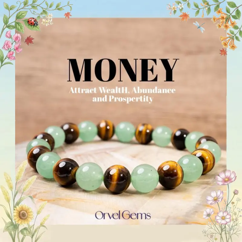 Money Manifestation & Attraction Bracelet – Wealth, Luck, Party Style, Anxiety Soothing | Tiger’s Eye Aventurine Green Agate Citrine Hematite Malachite Rutilated Quartz Apatite Amethyst Moonstone Gemstone Jewelry Gift for Unisex Turquoise Beaded