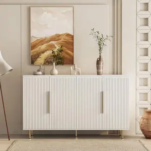 【Bellemave】White Modern Buffet Cabinet with Storage, Fluted Sideboard Large Buffet with Adjustable Shelves, Credenza, Accent Cabinet Console Table