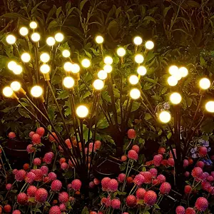 Solar Outdoor Firefly String Lights Double Set - Solar Outdoor Lights, Waterproof, 6/8/10 LED Options, 600mAh Rechargeable Battery, Auto On/Off Sensor, Garden Patio Landscape Lighting, Ideal Christmas Gift