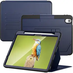 Case for iPad Air 11 Inch M3 2025 & M2 2024 -   Slim Fit, Drop/Scratch-Resistant with Pen Holder, Card Slot & Stand,Business Navy Blue