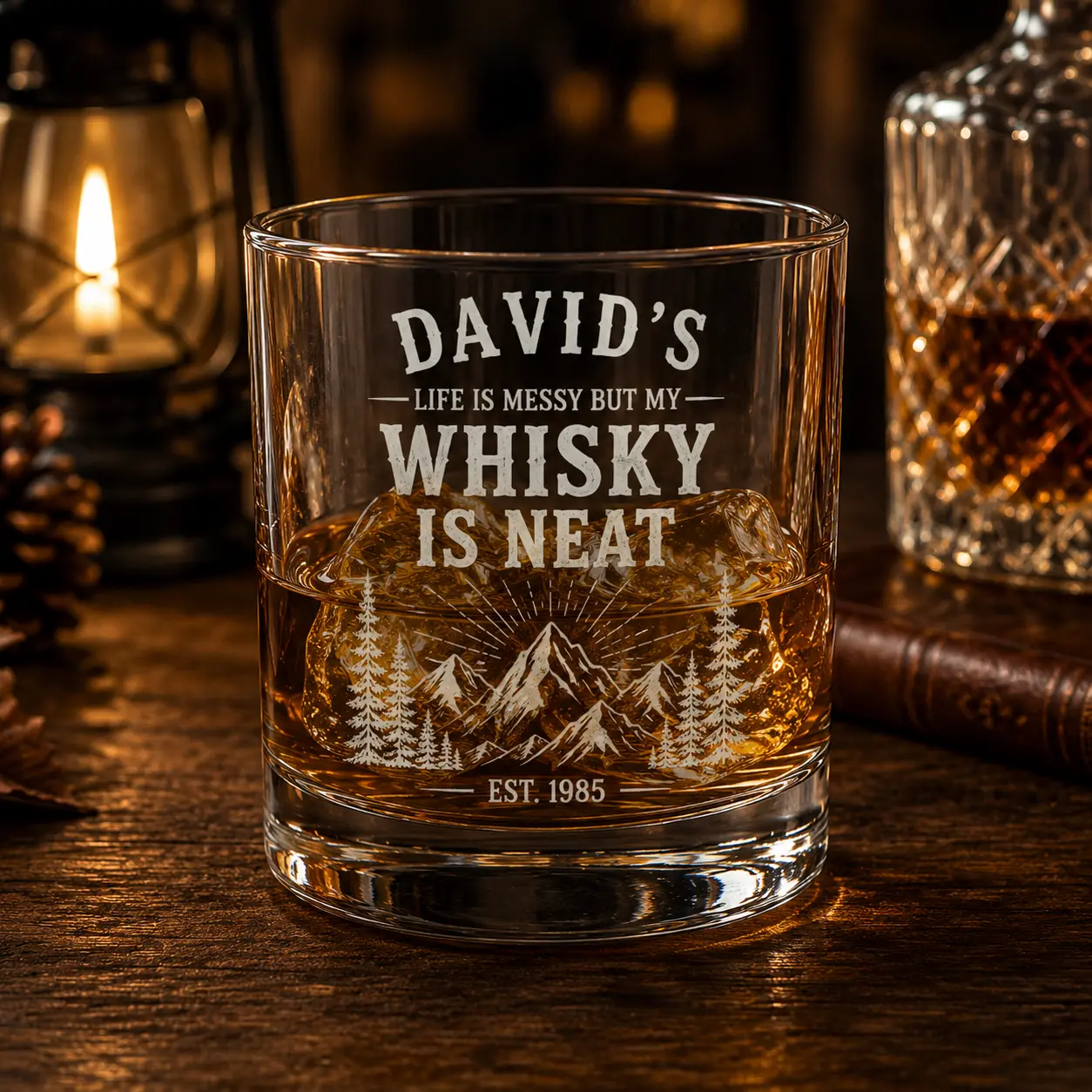 Life Is Messy But My Whisky Is Neat Glass, Personalized Whiskey Glass, Custom Name Whiskey Glass, Funny Whiskey Glass Gift For Men, Custom Rocks Glass, Mountain Whiskey Glass, Bourbon Lover Gift, Father's Day Gift, Birthday Gift, Anniversary Gift