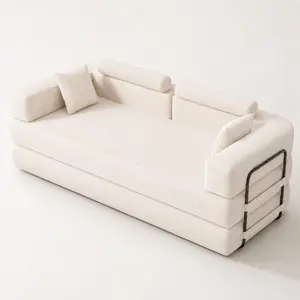 Folding Sofa Bed, Corduroy Convertible Sofa Bed, Modular Sectional Sleeper Sofa, Boneless Couch for Living Room, Memory Foam Floor Cloud Couch with Removable Slipcovers & Cylindrical Headrest