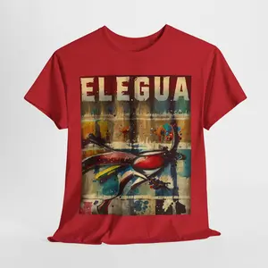 Unisex Heavy Cotton Tee - Elegua Cuba Oricchas Casual Classic Fabric Fashion Menswear Shirt Top - Fit, Comfort Comfort Fit Womenswear Women Summer Basic Medium Underwear Tshirt Streetwear Comfortable Crewneck Round Neck Shortsleeve