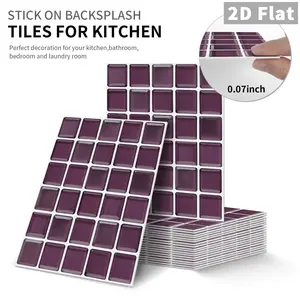 10 PCS/Box GST Deep Purple Mosaic Style PE Crystal Foam Tile Stickers, Waterproof Oil-Proof Anti-Collision, Self-Adhesive Wall Decals for Kitchen, Bathroom, Ceiling, Tiles & Old Wood Boards