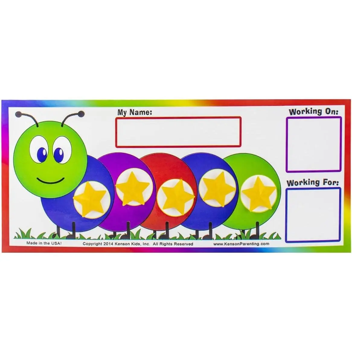 "I Can Do It!" Laminate Caterpillar Token Board Dry Erase Chart - Classroom Supplies Visual Learning Tool, Ages 3-10 Behavior Tracking, Positive-Reinforcement Star Incentive, Customizable Goal Box, Dry Erase Marker Compatible Learning Materials
