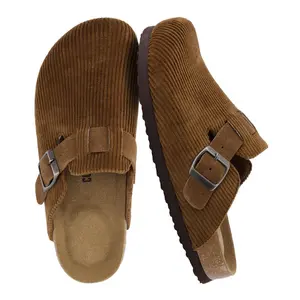 CUSHIONAIRE Hana Womens Clogs | Comfortable Vegan Suede Clogs for Women | Slip On Potato Shoes with Cork Footbed  Tan Corduroy 7