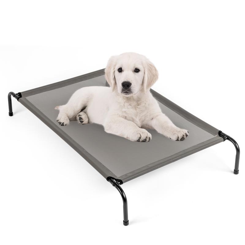 Elevated Pet Bed 43"D x 26"W x 8"H Gray Cooling Design for Year-Round Use with Joint-Relief Comfort Durable Frame & Recyclable Textilene Mesh