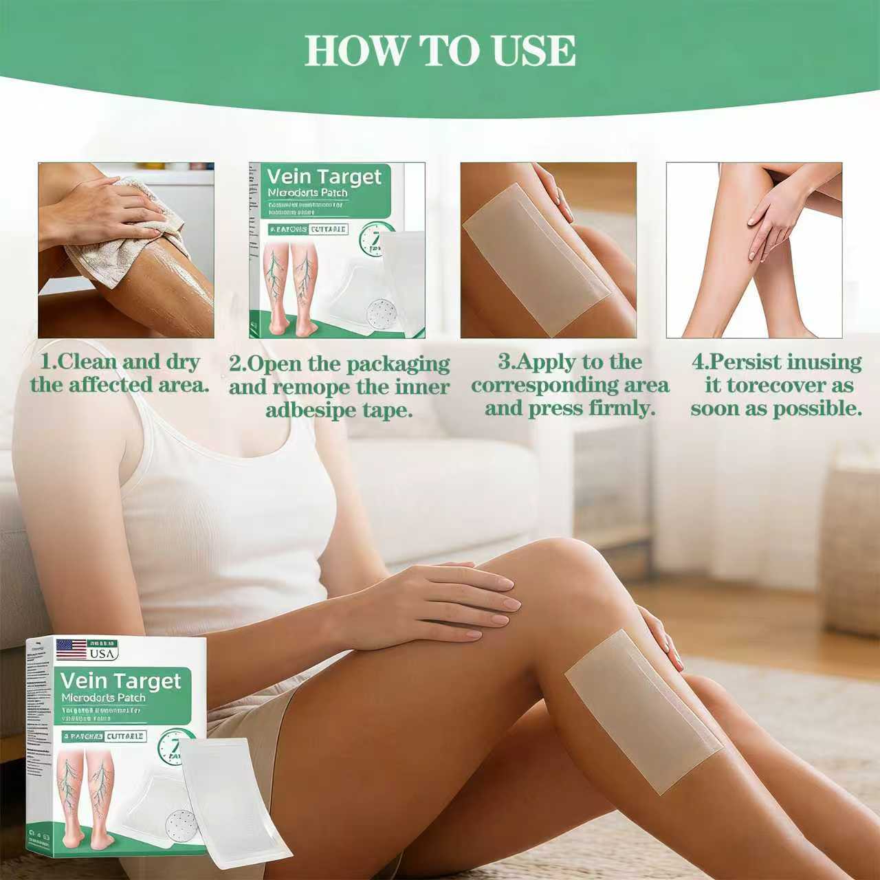 Kriglix Varicose Vein Microdarts Patch relieve and repair varicose vein symptoms- Made in USA, 4 Patches