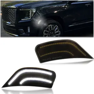 Smoked LED Side Marker Lights for 2021-2025 Chevy Tahoe/Suburban | Yukon/Yukon XL/Denali | Cadillac Escalade ESV White LED Turn Signals (2-Piece Set)