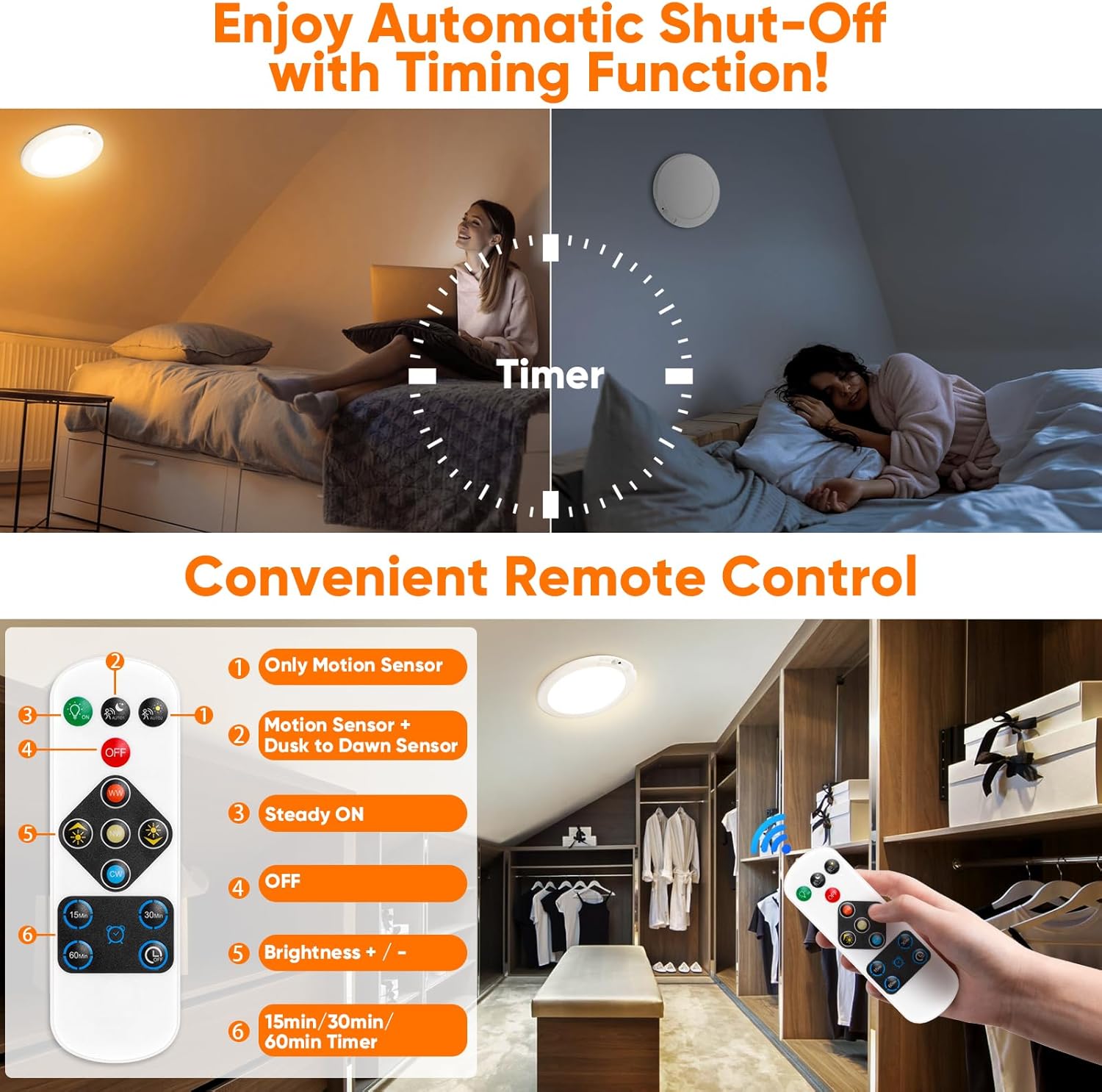 Rechargeable Motion Ceiling Light with Remote, Battery Operated Closet Light No Wiring, Wireless LED Shower Lights, Dimmable Indoor Overhead Lamp for Closet Shower Pantry Shed Hallway Rechargeable Motion Ceiling Light with Remote, Battery Operated Closet Light No Wiring, Wireless LED Shower Lights, Dimmable Indoor Overhead Lamp for Closet Shower Pantry Shed Hallway