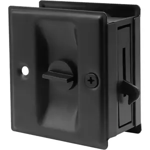Pack Privacy Pocket Door Lock, Quick Replacement Hardware Sliding Door Locks, Easy Pull for 1-3/8" Thickness (Matte Black)