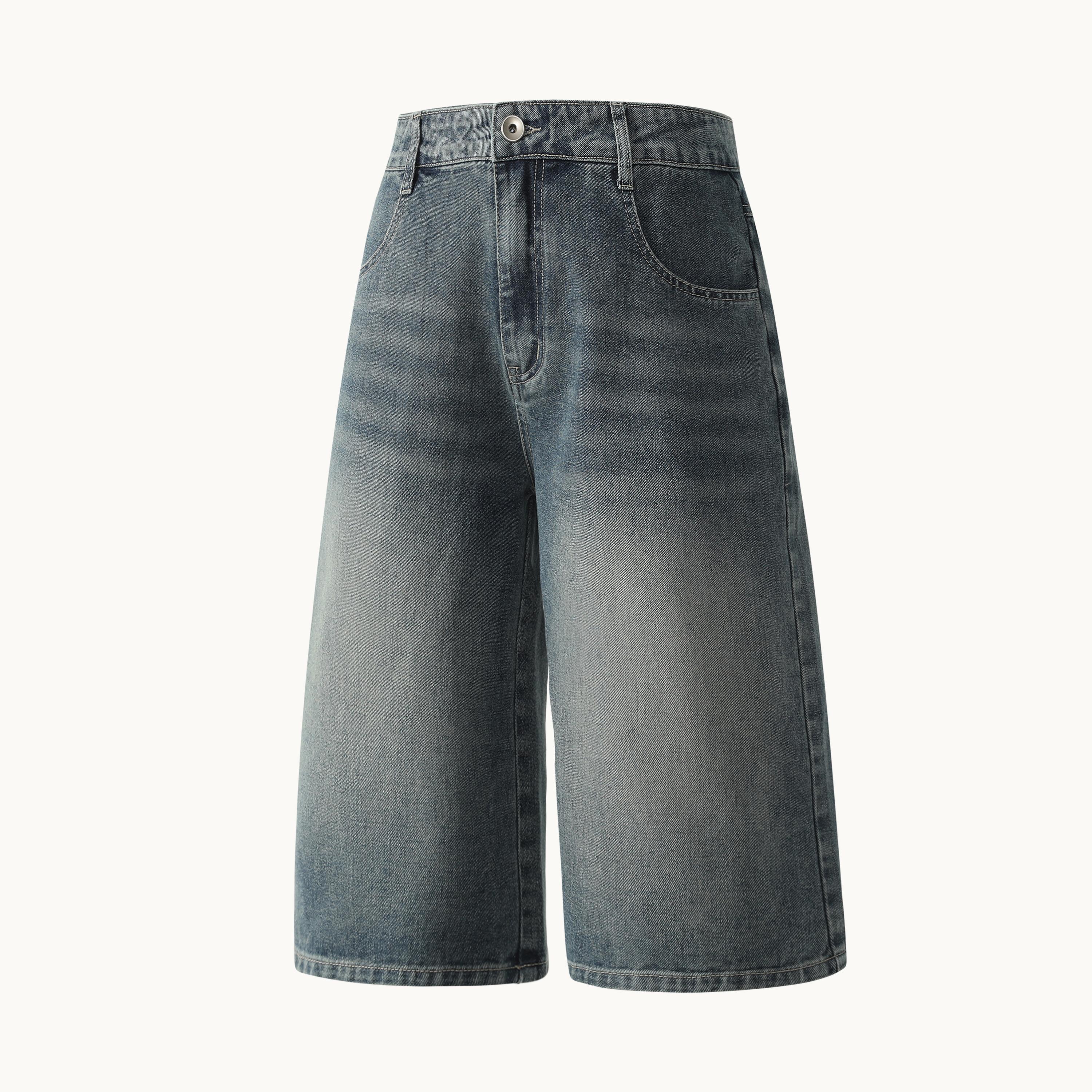3-piece set of multi-color vintage washed wide-leg knee-length denim shorts made from cotton fabric; loose draping design, high-waisted relaxed fit, streetwear style. Suitable for summer daily wear, strolling, skateboarding, beach trips, and outings. Fash 3-piece set of multi-color vintage washed wide-leg knee-length denim shorts made from cotton fabric; loose draping design, high-waisted relaxed fit, streetwear style. Suitable for summer daily wear, strolling, skateboarding, beach trips, and outings. Fash