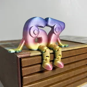 Articulated '67' Desk Sculpture - 3D Printed Posable Number Model, Modular Digital Art Decor, Fidget Toy & Unique Office Ornament