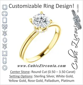 Cubic Zirconia Engagement Ring- The Leslie (Customizable Round Cut Setting with Under-Halo Trellis)