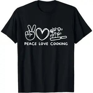 Peace, Love Cooking Retro Cooking Lover Chef Food Lover T-Shirt