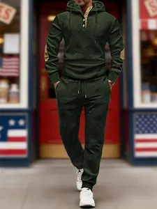 Men's 2-Piece Casual Fashion Set - Knit Jacquard Sweatshirt and Pants