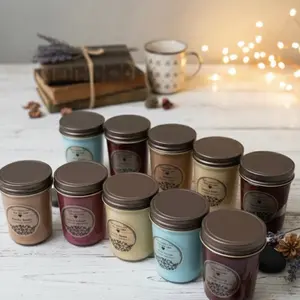 8 oz Jelly Jar Candle with Rustic Lid- Perfect for Home Decor and Aromatherapy