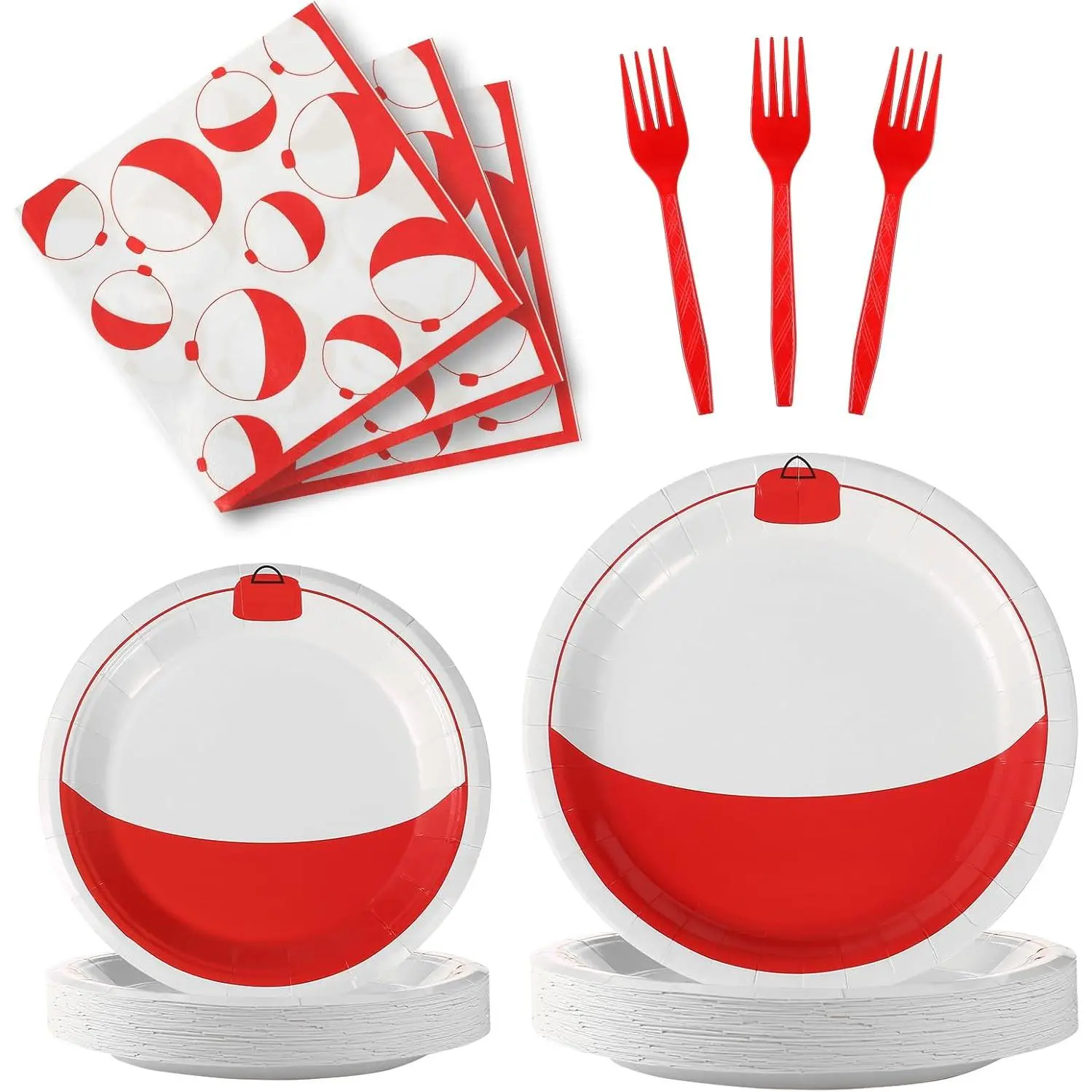 160Pcs Gone Fishing Party Tableware Set Decorations Include Paper Plates Napkins and Forks for Birthday Baby Shower Decor  Serve 40 Gues